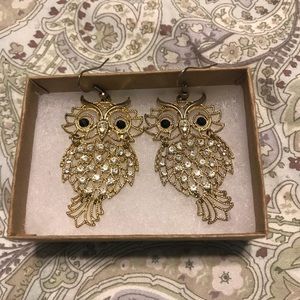 Gold Owl Earrings